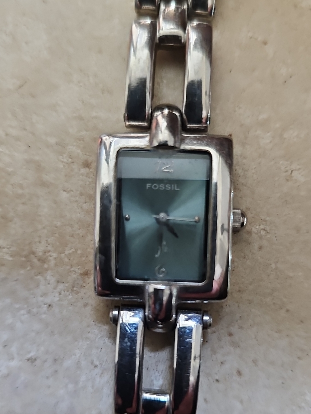 Fossil Silver Bracelet Watch with Teal Dial